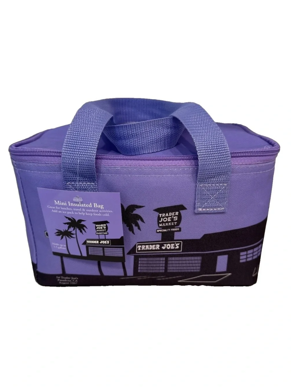 NWT, Trader Joe's Lavender Insulated Lunch Bag. 1.5 gallons